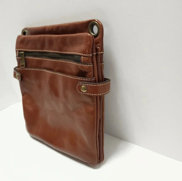 Patricia Nash Francesca Organizer Cognac Brown Leather Medium Crossbody Bag - Picture 2 of 10